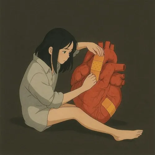 Ảnh thương tâm bố cục chặt, ánh sáng cô lập phần trung tâm.