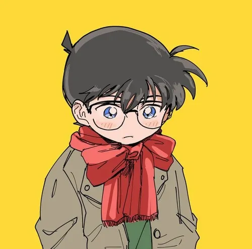 Ảnh hài Conan cúi đầu cảm ơn khi được khen phá án