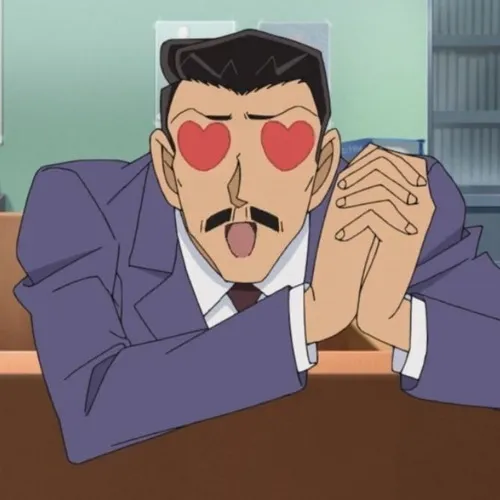 Hình meme hài Conan liếc qua Ran với nụ cười nhẹ