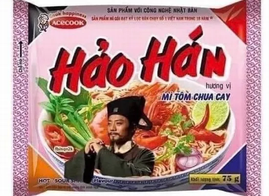 Ảnh chế gói mì Hảo Hảo ăn vào là thành Hảo Hán