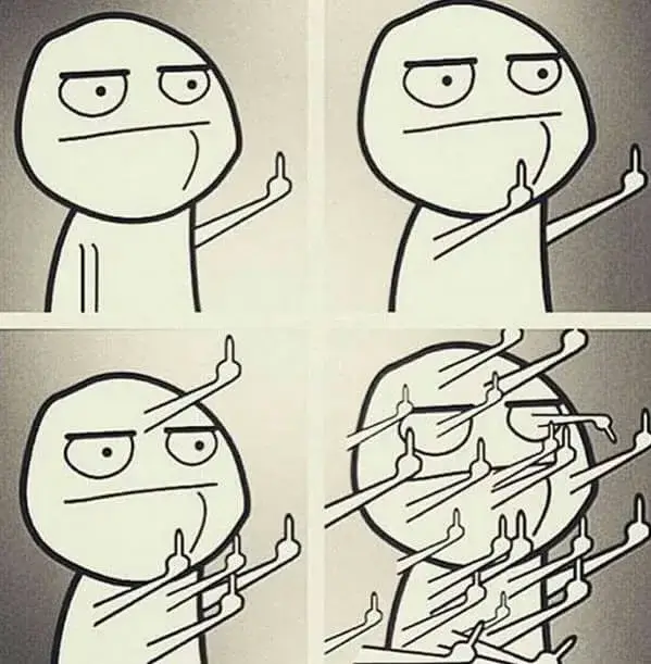 Hình troll giơ tay giữa khi comment bị trêu tới tấp.