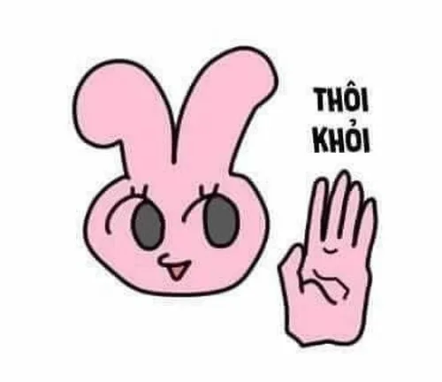 Ảnh vui thỏ hồng giơ tay chữ V, mắt long lanh hạnh phúc