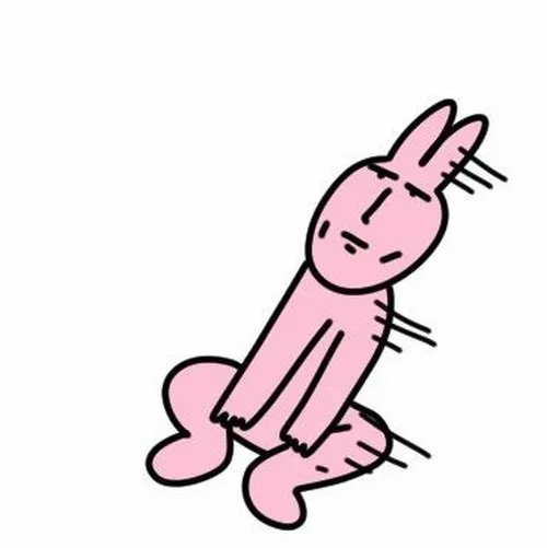 Ảnh troll thỏ hồng ngồi thở dài, tai rũ xuống, ánh mắt vô vọng