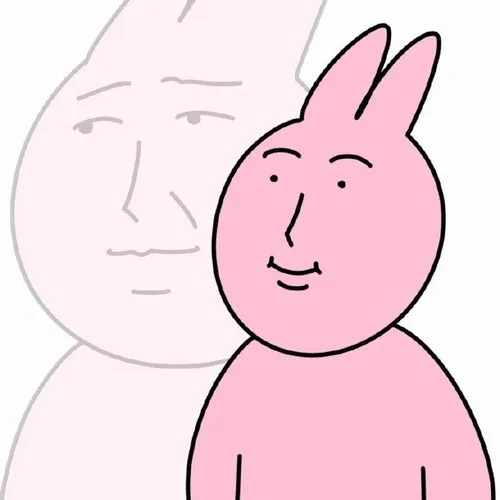 Meme chế thỏ hồng đang trốn sau cốc cà phê, mắt dòm lén