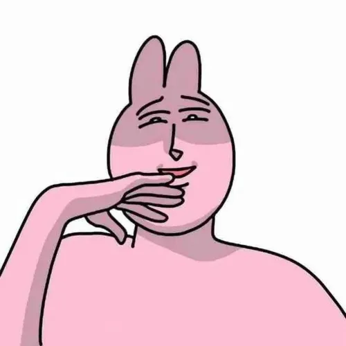 Meme chế thỏ hồng cầm bút vẽ tim, ánh mắt mơ mộng