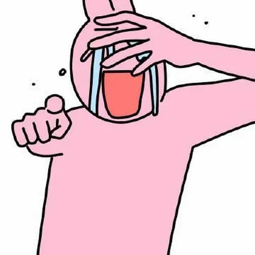 Meme hài thỏ hồng ngồi nghiêng đầu như đang suy nghĩ vẩn vơ