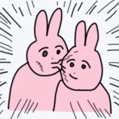 Meme troll thỏ hồng đeo kính râm, dáng điệu ngầu nhưng buồn cười