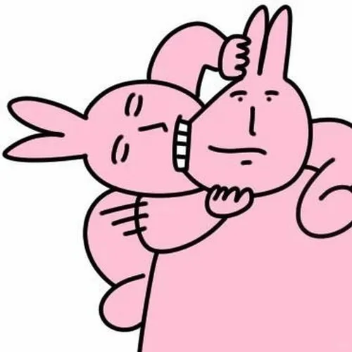 Meme chế thỏ hồng vươn vai lười biếng, tai rũ xuống ngộ nghĩnh