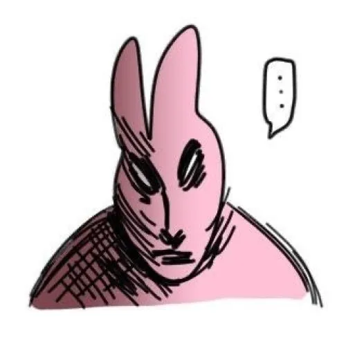 Hình meme vui thỏ hồng giơ ngón tay cái, nụ cười nửa miệng