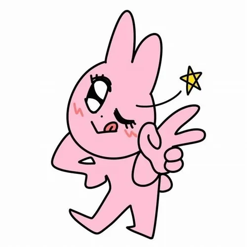 Hình troll thỏ hồng đang gấp quần áo, ánh mắt thờ ơ