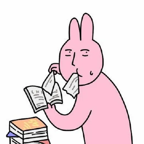 Ảnh hài thỏ hồng nhìn vào gương, biểu cảm tự kiểm điểm chính mình