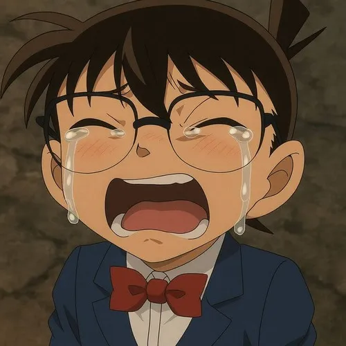 Hình troll Conan chau mày khi không hiểu hành vi hung thủ