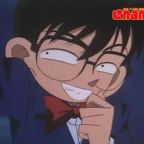 Ảnh vui Conan giơ tay ra hiệu im lặng cho nhóm bạn