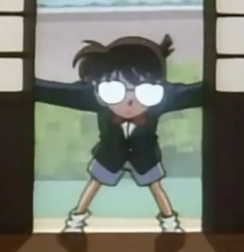 Ảnh meme hài Conan đôi mắt phát sáng