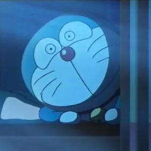 Hình vui Doraemon hít hà mùi bánh rán với gương mặt sung sướng