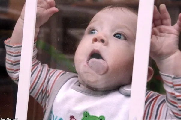 Meme chế em bé khuôn mặt liếm cực troll