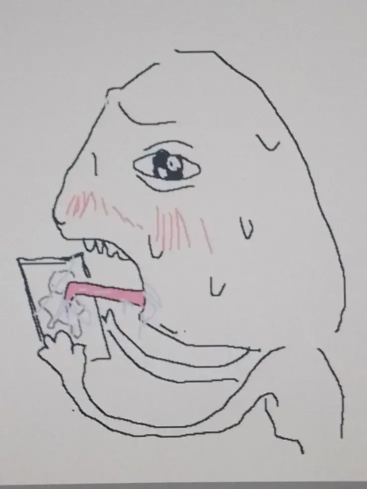 Liếm điện thoại kèm biểu cảm thèm muốn