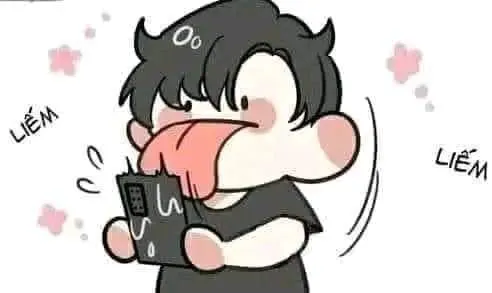 Ảnh chibi hài liếm iphone