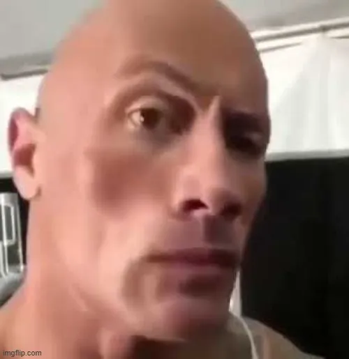 Hình chế meme TheRock thể hiện nét cau mày đặc trưng