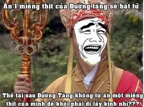 Meme hài Ngộ Không “báo cáo sư phụ chuyện drama”.