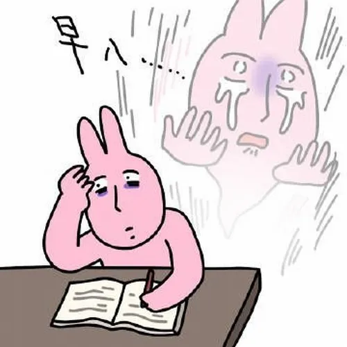 Meme hài thỏ hồng giơ tay chào nhẹ, miệng cười nửa vời