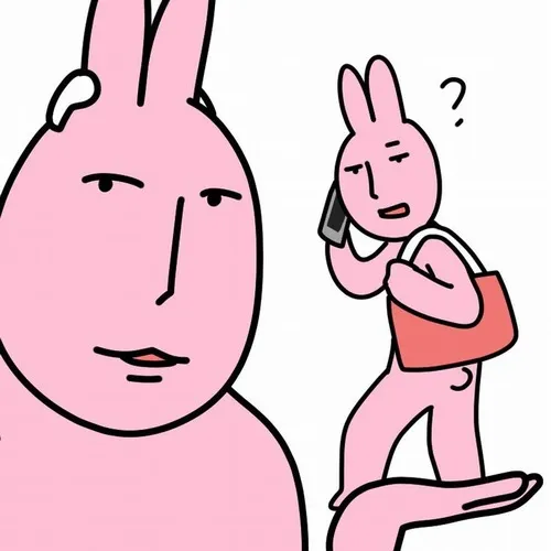 Meme thỏ hồng đang giơ hai tay đầu hàng trước tình huống khó