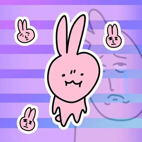 Ảnh hài thỏ hồng cầm ly nước cam, nhìn đời bằng nửa con mắt