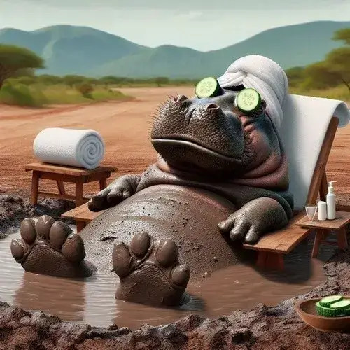 Hà mã ngâm mình dưới bùn