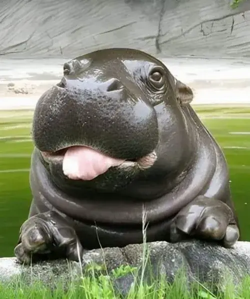 Hình chế meme vui về hà mã dỗi đáng yêu.