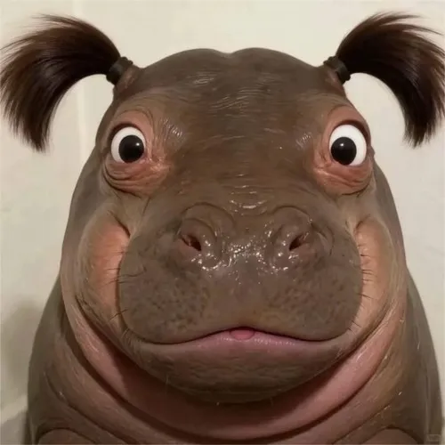 Hình troll hà mã ngáp giữa hồ trông bá đạo.