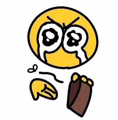 Meme icon gương mặt méo cho thấy miệng cong lệch rõ nét